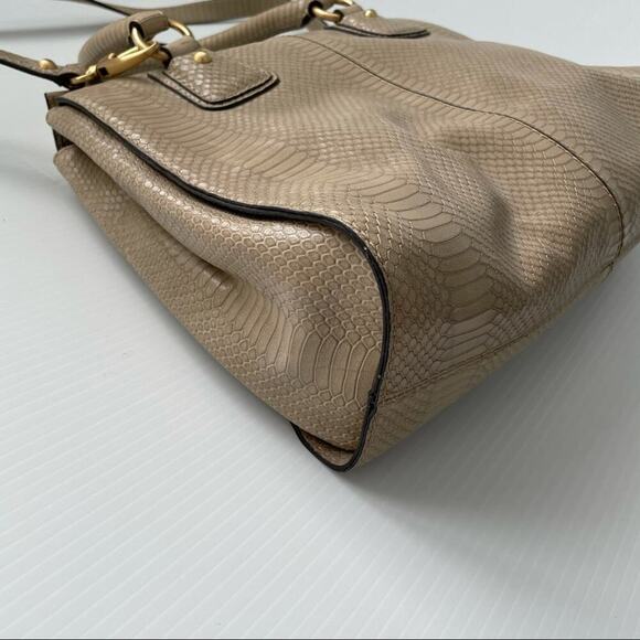 Talbots leather satchel purse magnetic closure w/ embossed snakeskin pattern - Picture 13 of 15